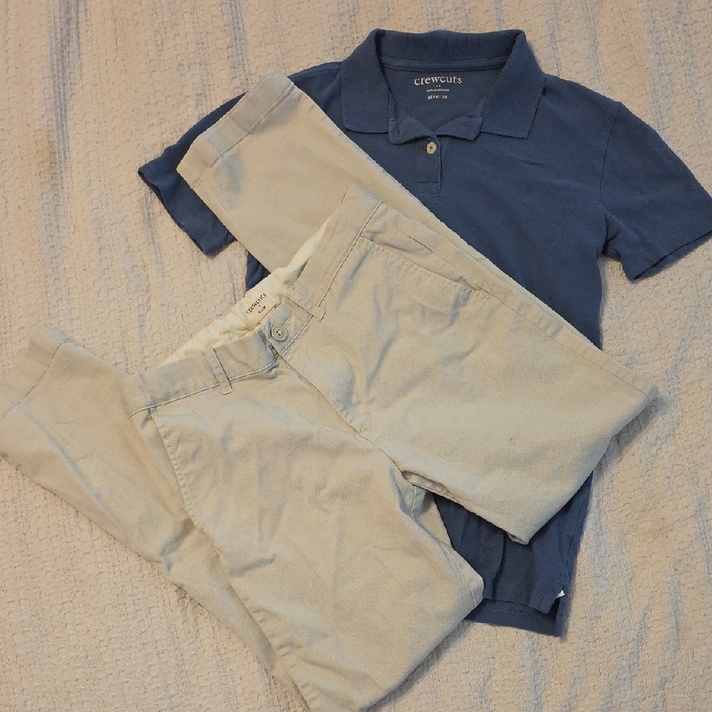Crewcuts Navy Polo and Khaki Pants Set